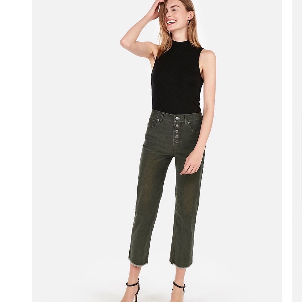 Express High Rise Straight Crop Corduroy 00